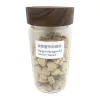 Heart-shaped brown lecithin slimming and shaping tablets in a transparent glass jar with a wooden lid Item Picture